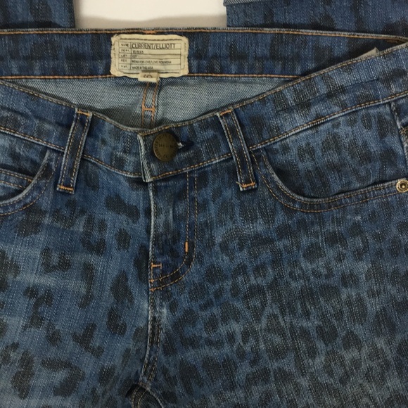 SOLD!! Current/Elliott Indigo Leopard skinny jeans - Picture 4 of 8